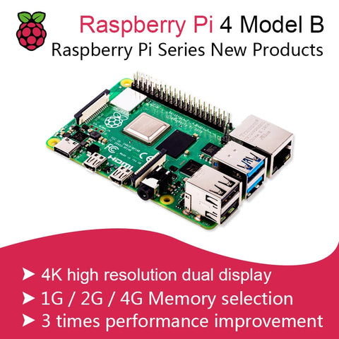 New 2019 Official Original Raspberry Pi 4 Model B Development Board Kit RAM 1G/2G/4G 4 Core CPU 1.5Ghz 3 Speeder Than Pi 3B+