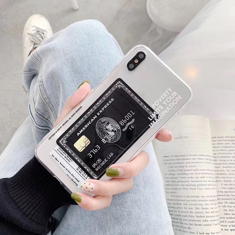 Hot American Express Card Transparent Soft silicon cover case for iphone 6 S 7 8plus 7plus plus 8 X XR XS Max 11 Pro phone coque