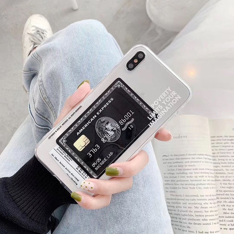 Hot American Express Card Transparent Soft silicon cover case for iphone 6 S 7 8plus 7plus plus 8 X XR XS Max 11 Pro phone coque