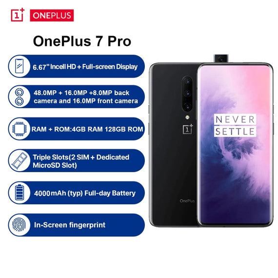 OnePlus 7 Pro 4G Smartphone 6.67 inch Android 9.0 Snapdragon 855 Octa Core 6+128GB ROM 48.0MP+16.0MP+8.0MP Camera Mobile Phone