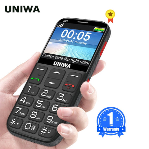 UNIWA V808G Strong Torch Push-Button Loud Cellphone Big SOS 3G English Russian Keyboard 10 Days Standby 3G WCDMA Senior Mobile