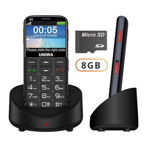 UNIWA V808G Strong Torch Push-Button Loud Cellphone Big SOS 3G English Russian Keyboard 10 Days Standby 3G WCDMA Senior Mobile