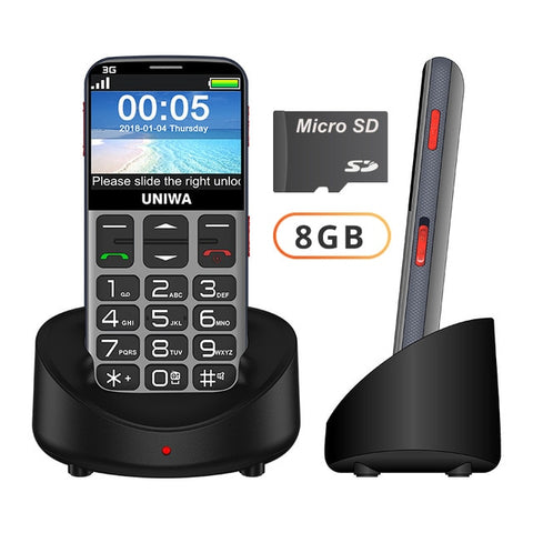 UNIWA V808G Strong Torch Push-Button Loud Cellphone Big SOS 3G English Russian Keyboard 10 Days Standby 3G WCDMA Senior Mobile