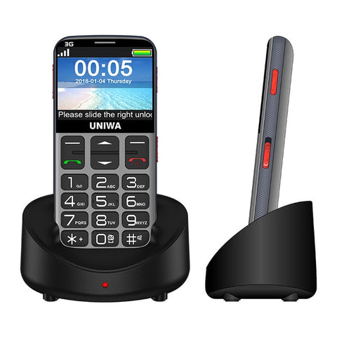 UNIWA V808G Strong Torch Push-Button Loud Cellphone Big SOS 3G English Russian Keyboard 10 Days Standby 3G WCDMA Senior Mobile