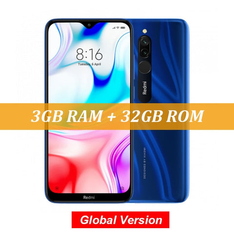 Global Version Xiaomi Redmi 8 3GB 32GB Snapdragon 439 Octa Core 12MP Dual Camera Mobile Phone 5000mAh Large Battery OTA