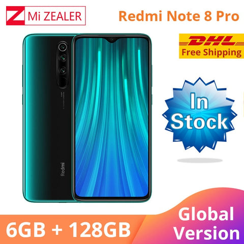In Stock!!! Global Versin Xiaomi Redmi Note 8 Pro 6GB RAM 128GB ROM MTK Helio G90T 6.53" Moible Phone 64MP Camera Cellphone