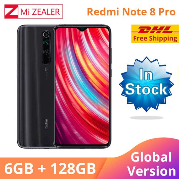 In Stock!!! Global Versin Xiaomi Redmi Note 8 Pro 6GB RAM 128GB ROM MTK Helio G90T 6.53" Moible Phone 64MP Camera Cellphone