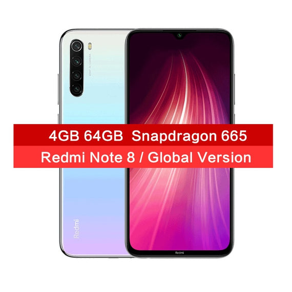 Global Version Xiaomi Redmi Note 8 48MP Quad Cameras Smartphone 4GB 64GB Snapdragon 665 Octa Core 6.3" FHD Screen Mobile Phone