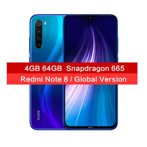 Global Version Xiaomi Redmi Note 8 48MP Quad Cameras Smartphone 4GB 64GB Snapdragon 665 Octa Core 6.3" FHD Screen Mobile Phone