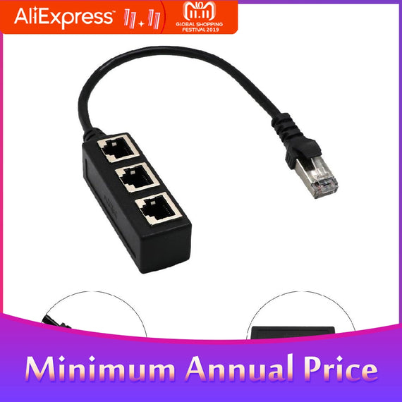 RJ45 a point three Ethernet Black Network 1 Male To 3 Female Connector Splitter Adapter for pc computer Cable Network cable