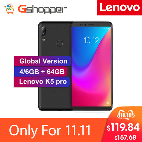 Lenovo K5 Pro Global Version 4050mAh 4GB+64GB Four Cameras 5.99inch Mobile Phone 18:9 Snapdragon636 Octa Core 4G LTE Smartphone