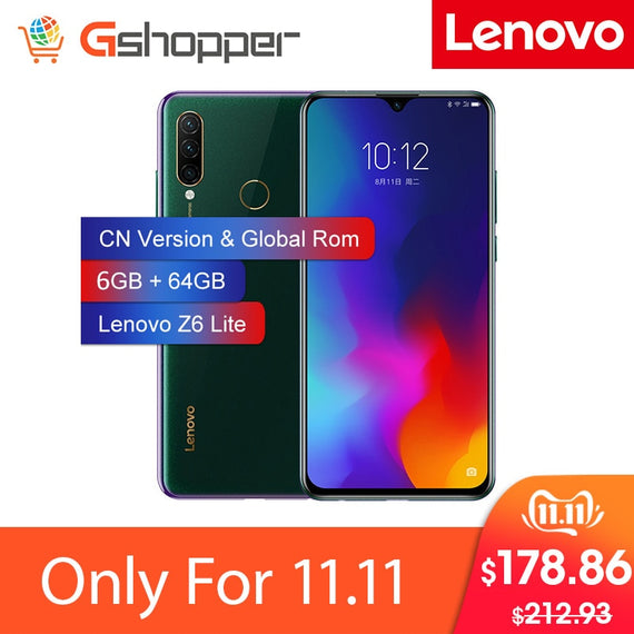 Global Rom Lenovo Z6 Lite 6GB 64GB OTA Snapdragon 710 Octa Core mobile Phone 16MP Triple Cams Full Screen 4050mAh Smartphone