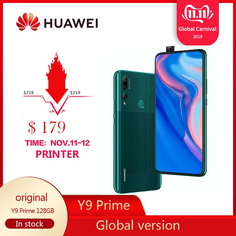 Presale Original HUAWEI Y9 Prime Mobile phone 4G RAM 128GB ROM Kirin710 Smartphone 6.59 inch screen Cellphone support Google Pay