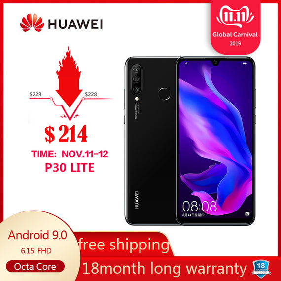 Original Global Version Huawei P30 Lite 4GB RAM Mobile Phone 6.15 inch Smartphone 32MP 4*Cameras With Google Pay Android 9.0