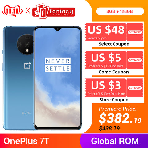 Global ROM OnePlus 7T 8GB 128GB Smartphone Snapdragon 855 Plus AMOLED 90Hz Screen 48MP Cameras Big Battery UFS 3.0 Warp Charge