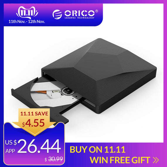 ORICO External USB 3.0 Optical Driver CD/DVD-ROM Combo DVD RW ROM Burner for Desktop Laptop Windows Mac OS USB CD Drive