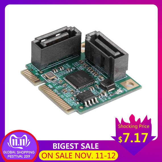 2 Ports Add On Cards Mini PCI-E PCI Express to SATA Cable 3.0 Converter Hard Drive Extension Card Computer Components High Speed
