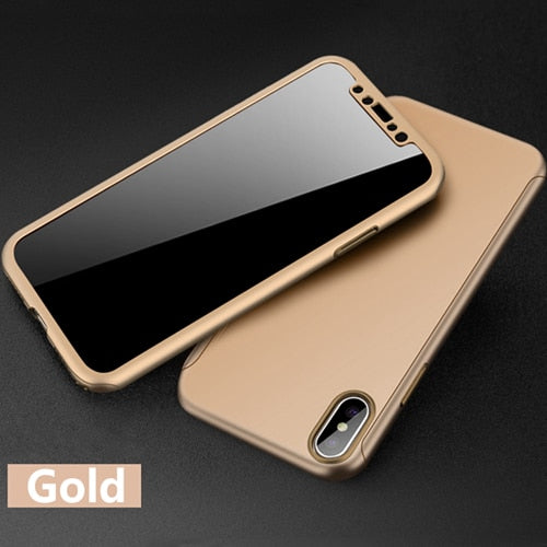 360 Degree Full Protective Phone Case For iPhone 7 8 6 6S Plus Ultra Thin Shockproof PC Cover For iPhone X XR XS Max With glass