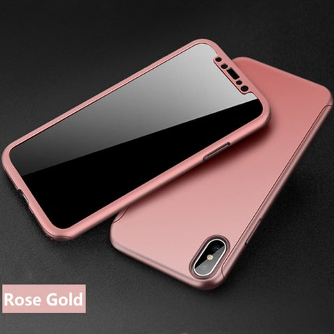 360 Degree Full Protective Phone Case For iPhone 7 8 6 6S Plus Ultra Thin Shockproof PC Cover For iPhone X XR XS Max With glass