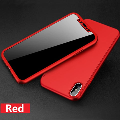 360 Degree Full Protective Phone Case For iPhone 7 8 6 6S Plus Ultra Thin Shockproof PC Cover For iPhone X XR XS Max With glass