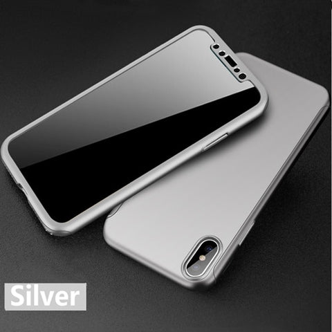 360 Degree Full Protective Phone Case For iPhone 7 8 6 6S Plus Ultra Thin Shockproof PC Cover For iPhone X XR XS Max With glass