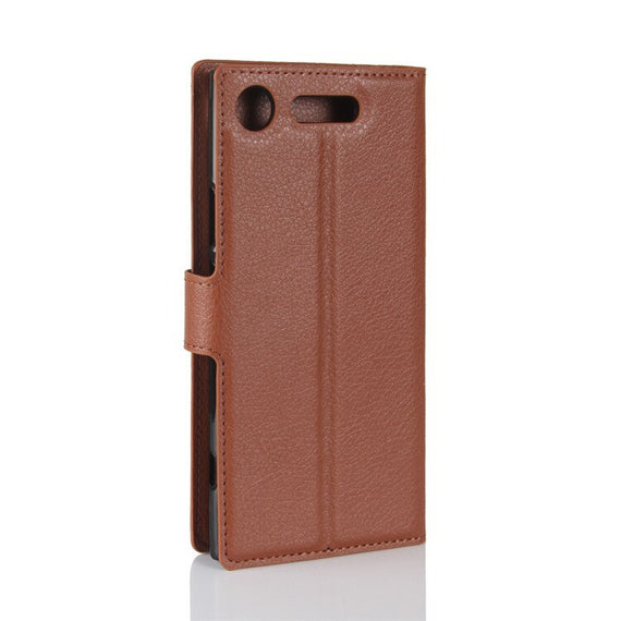 Brown/Card Slots Pockets Holder Flip Wallet Protective Accessories With Stand Feature Cover For Sony Xperia XZ1 Wallet Case