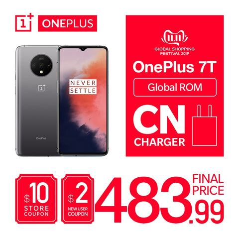 OnePlus 7T Global ROM Smartphone Snapdragon 855 Plus 6.55'' AMOLED Screen 90Hz Fluid Display 48MP Triple Cam 30W Charge