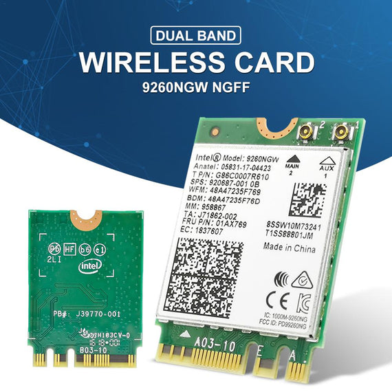 1.73Gbps Wireless 9260NGW NGFF Network Wifi Card Dual Band Wireless WiFi Card Bluetooth 5.0 For Laptop