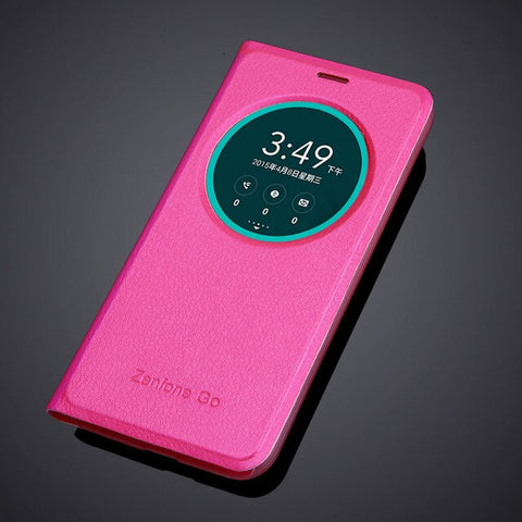 Hot Sell Circle View Window Case Cover for ASUS Zenfone Go flip pu leather Case For ASUS Zenfone go 5.0 inch ZB500KL ZB500KG