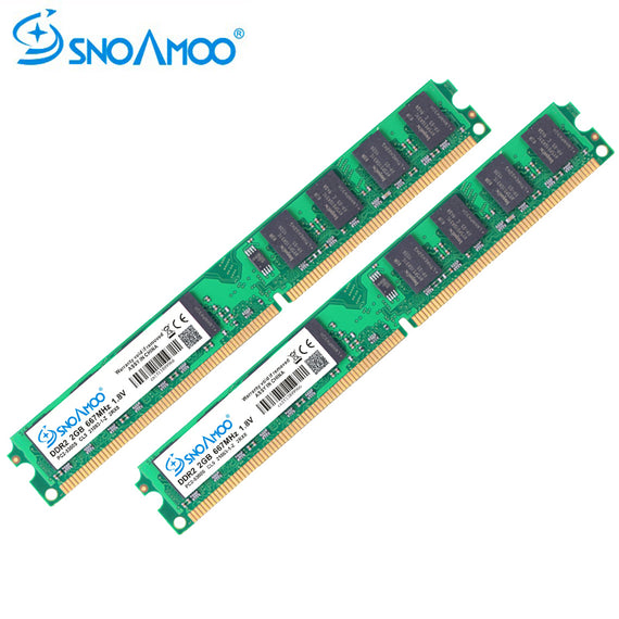 SNOAMOO Desktop PC RAMs DDR2 4GB(2GBx2pcs) RAM 667MHz PC2-6400S 240-Pin 1.8V DIMM For intel Compatible Computer Memory Warranty