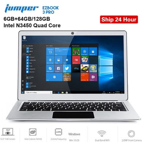 Original Jumper EZBOOK 3 PRO 13.3 inch Notebook Windows 10 Intel Apollo Lake N3450 6GB RAM 64GB/128GB Laptop eMMC HDMI Dual WiFi